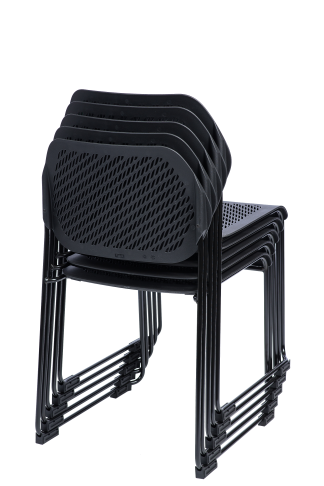 Flash Furniture 5 Pack HERCULES Series 661 lb. Capacity Black Stack Chair with Air-Vent Back and Black Powder Coated Sled Base 2